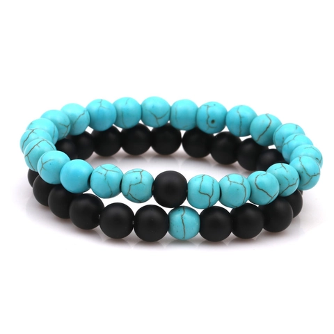 Natuursteen Lava Turkoois Kralen Armband Voor Vrouwen Mannen Koppels Genezende Energie Stretch Handgemaakte Boho