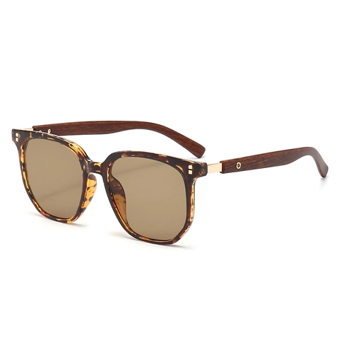 Occhiali Da Sole Quadrati Retrò Vintage Stanghette Venature Legno Protezione UV400 Montatura PC Di Tendenza Donna
