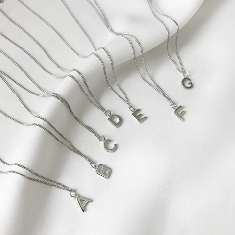 925 Sterling Silver Initial Letter Pendant Necklace Minimalist Alphabet Neckwear Jewelry For Women