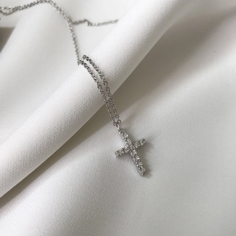 Kreuz Anhänger Halskette 925 Sterling Silber Mit Zirkonia Zierlich Koreanische Mode Minimalistischer Schmuck Für Frauen