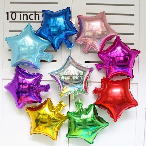 Star Heart Shaped Balloons Aluminum Foil Mylar Metallic Shiny For Wedding Birthday Party Room Decoration