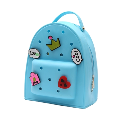 Kids Silicone Backpack Waterproof Cartoon Cute DIY Charms School Bag For Kindergarten Boys Girls Lightweight