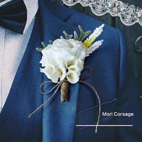 Künstliche Weiße Callas Rose Ansteckblume Mit Juteseil Handgefertigte Rustikale Hochzeit Party Accessoire