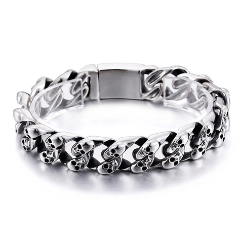 Bracciale A Catena Con Teschio Da Uomo In Acciaio Inossidable 316L Gioielli Punk Gothic