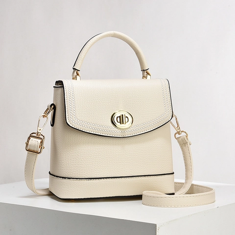 Borsa A Mano In Pelle PU Trama Litchi Fodera In Poliestere Donne Chiusura Dorata Borsa A Spalla Versatile