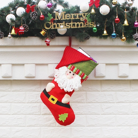 Calza Di Natale Sacchetto Regalo Decorazione Da Appendere Babbo Natale Pupazzo Di Neve Renna Tessuto Non Tessuto Maglia Ornamento Festa