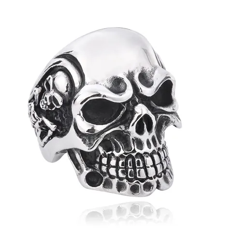 Anillo Con Testa Di Teschio Stile Gothic Punk Rock Vintage In Acciaio Inossidabile Al Titanio Gioielli Per Uomini