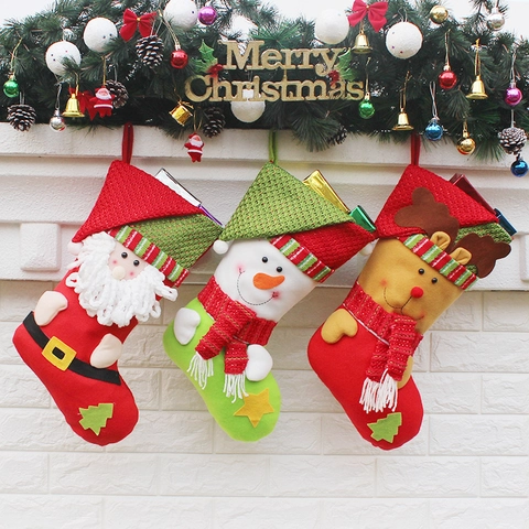Calza Di Natale Sacchetto Regalo Decorazione Da Appendere Babbo Natale Pupazzo Di Neve Renna Tessuto Non Tessuto Maglia Ornamento Festa