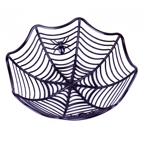 Cesto Caramelle Halloween Ragnatela Portafrutta Plastica Teschio Decorazione Articoli Per Feste Vassoio Decorativo