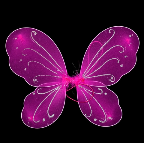 Fairy Butterfly Wings Costume Sparkly Mesh Rainbow Performance Props For Kids Dress Up Glitter Decor