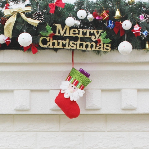 Calze Di Natale Decorazioni Babbo Natale Pupazzo Di Neve Renna Calze Appese Sacchetti Di Caramelle Regalo Camino Decor