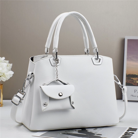 Handbag Shoulder Crossbody Bag Women Litchi Grain PU Leather With Mini Coin Purse Charm Street Fashion Zipper Closure