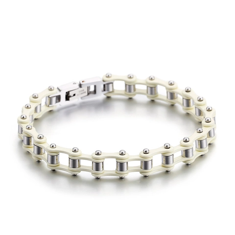 Men Stainless Steel Bicycle Chain Link Bracelet Colorful Mechanical Motorcycle Style Hip Hop Punk Jewelry