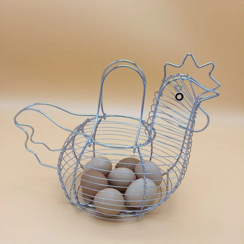 Cesto Per Uova A Forma Di Gallo Filo Metallico Intrecciato Contenitore Per Frutta Cucina Arredamento Fattoria Svuotato