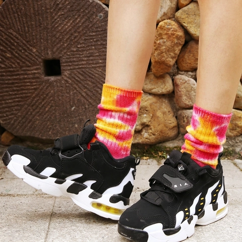 Tie Dye Cotton Slouch Crew Socks Unisex Ribbed Knit Streetwear Vintage Harajuku Style Breathable Soft Fashion Hosiery
