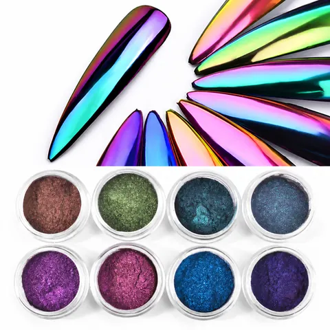 Chamäleon Spiegel Nagelpulver Optisches Chrompigment Metallischer Aurora Effekt Maniküre Dekoration Für Nagelkunst
