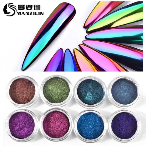 Polvere Per Unghie Specchio Camaleonte Pigmento Al Cromo Ottico Effetto Aurora Metallico Decorazione Per Manicure Nail Art