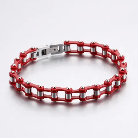 Men Stainless Steel Bicycle Chain Link Bracelet Colorful Mechanical Motorcycle Style Hip Hop Punk Jewelry