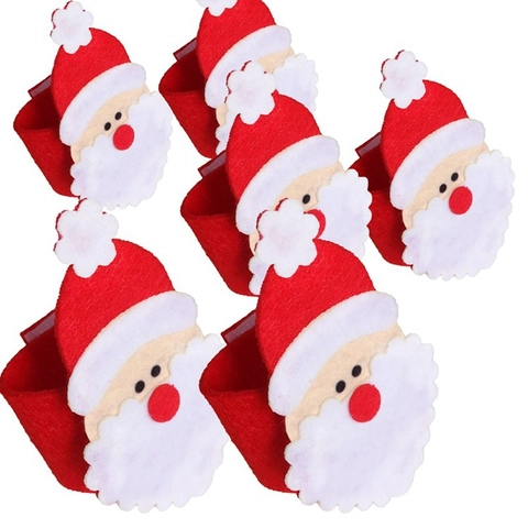 Santa Claus Napkin Rings Non Woven Fabric Table Decor For Christmas Party Festive Dinner Cartoon Character Decoration