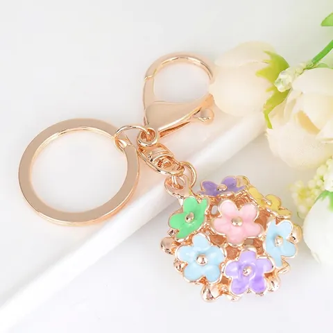 Portachiavi A Sfera Di Fiori Lega Smalto Ciondolo Per Borsa Pendente Design Floreale Regalo Per Donne Ragazze Colorato