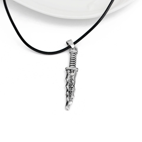 Collana Con Pendente A Pugnale In Lega Vintage Con Corda In Pelle Nera Design A Lama Ondulata Gotica Gioielli Per Uomo Donna