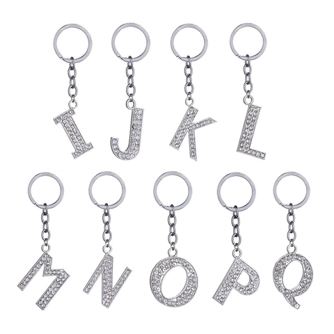 Llavero Letra Alfabeto Aleación Diamantes De Imitación Brillo Cristal Colgante Bolso Moda Accesorio Creativo Regalo Mujer