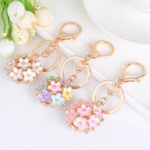 Portachiavi A Sfera Di Fiori Lega Smalto Ciondolo Per Borsa Pendente Design Floreale Regalo Per Donne Ragazze Colorato