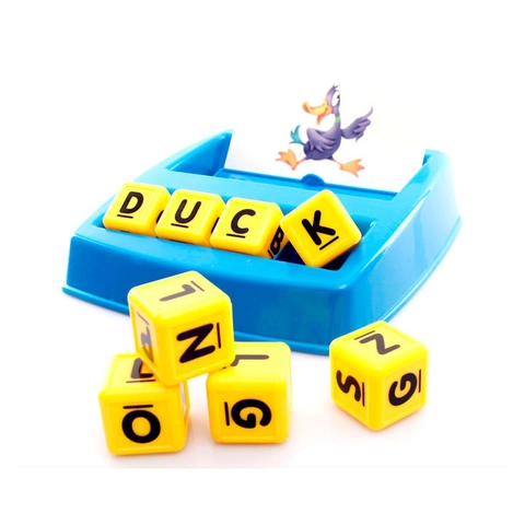 Matching Letter Spelling Game Educational Toy For Kids English Word Recognition Learning Set With Blue Base Yellow Cubes Flash Cards Preschool Teaching Aid