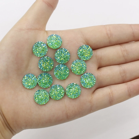 Στρογγυλά Resin Cabochons Druzy Glitter Starry Επιφάνεια Flat Back DIY Κατασκευή Κοσμημάτων Σκουλαρίκια Δαχτυλίδια Αξεσουάρ