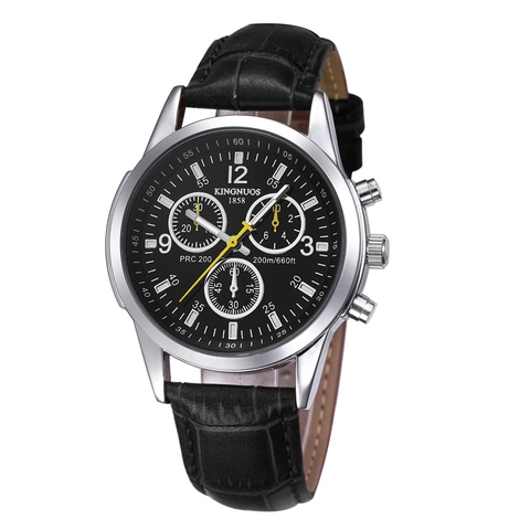 Montre Homme Style Chronographe Mouvement Quartz Étanche Affaires Décontracté Acier Inoxydable Bracelet Cuir Cadran Rond