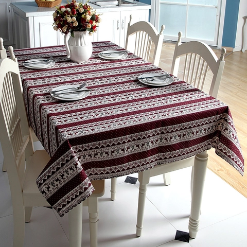 Nappe De Noël Polyester Coton Imprimé Renne Flocon De Neige Rectangulaire Dîner De Fête Décoration Table Style Nordique