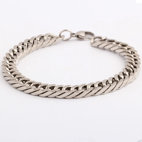 Retro 9MM Stainless Steel Cuban Link Bracelet For Men Women Hip Hop Street Rap Style Personalized Silver Color Jewelry