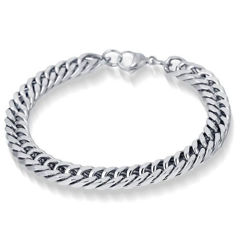 Retro 9MM Stainless Steel Cuban Link Bracelet For Men Women Hip Hop Street Rap Style Personalized Silver Color Jewelry