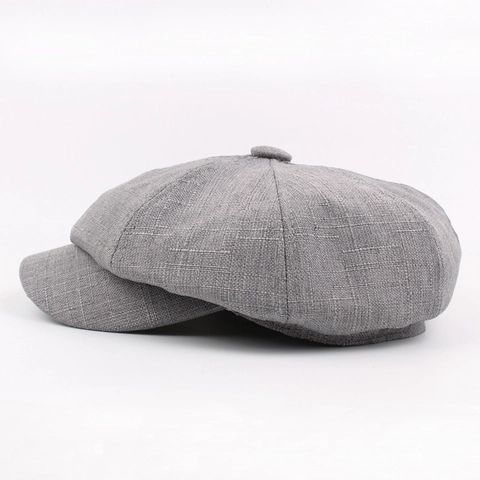 Gorra Newsboy Mezcla De Algodón Y Lino Ajustable Retro Color Sólido Sombrero Octogonal De Sol Informal Para Hombres Mujeres