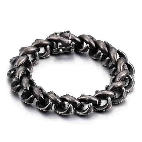 Men Stainless Steel Bracelet Heavy Industrial Retro Chain Bangle Vintage Silver Color Punk Style Jewelry For Him
