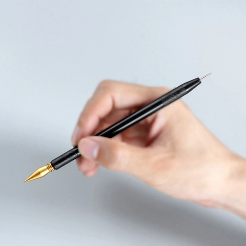 Stylo De Scratch Art À Double Face Pointes Métalliques Corps En Plastique Poignée Antidérapante Pour Dessin DIY