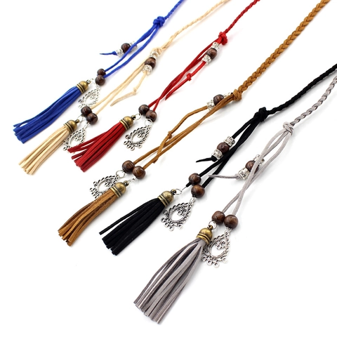 Cintura In Corda Intrecciata Bohémien Da Donna Ecopelle Catena Sottile In Vita Con Nappe Perline In Legno Stile Etnico