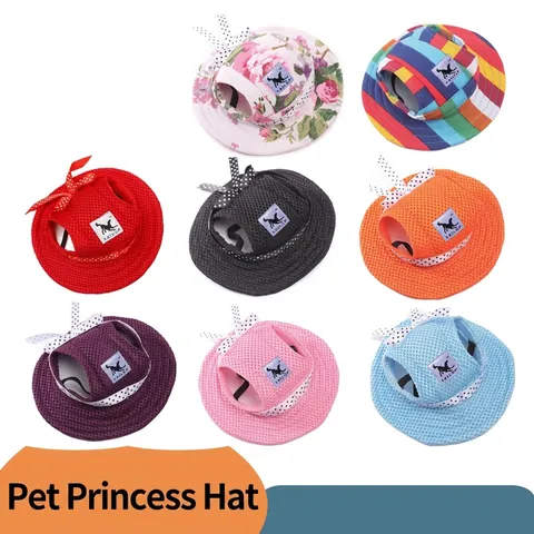 Cappello Da Sole Per Animali Domestici Berretto Baseball Cane Estate Visiera Protettiva Tela Stile Principessa