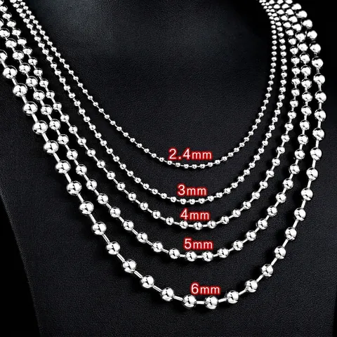 Collana Catena A Sfere Acciaio Inossidabile Perle Titanio Maglia Versatile Per Ciondoli Uomini Donne Gioielli Lucidi