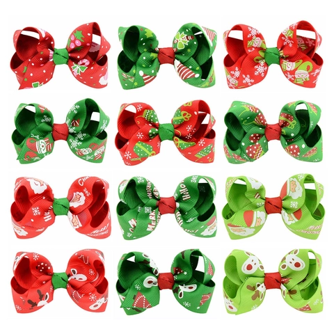 Kerst Strik Haarspeldjes Voor Kinderen Polyester Lint Kerstman Rendier Patroon Feestelijke Haarsieraden Voor Feest