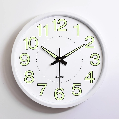 Orologio Da Parete Moderno Luminoso Al Buio Movimento Al Quarzo Silenzioso Cornice In Metallo Rotondo Analogico Per Soggiorno Camera Ufficio