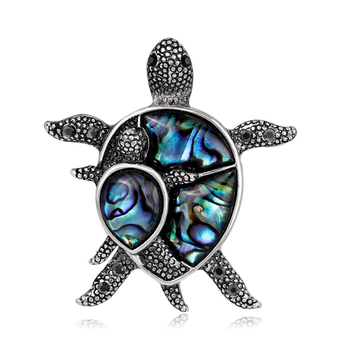 Spilla Tartaruga Marina Madre Figlio Lega Abalone Conchiglia Di Paua Gioielli Animali Vintage Per Donne