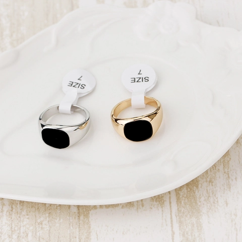 Herren Siegelring Legierung 18K Vergoldet Vintage Minimalistisch Schwarz Emaille Punk Hip Hop Mode Schmuck Für Unisex