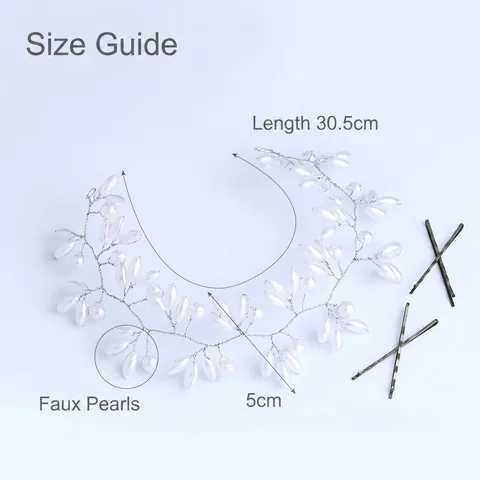 Diadema Novia Perla Artificial Imitación Rhinestone Hoja Vid Pelo Elegante Tocado Boda Para Mujer Fotografía
