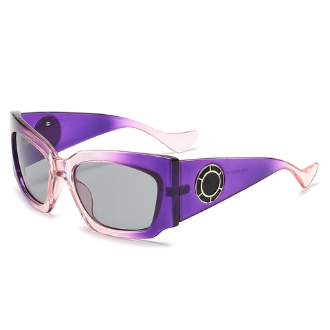 Lunettes De Soleil Surdimensionnées Pour Femmes Monture Large PC UV400 Lunettes Carrées Décoration Anneau Métallique Style Vintage