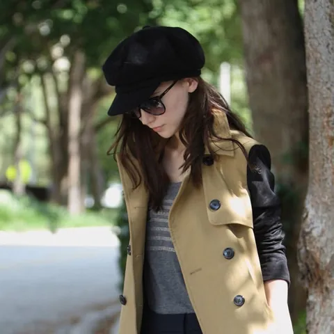 Cappello Newsboy Donna In Lana Berretto Ottagonale Stile Britannico Retrò Autunno Inverno Caldo Colore Solido Pittore