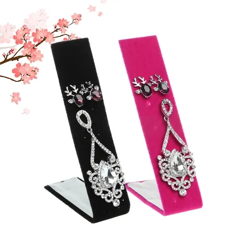 L-Shape Velvet Earring Display Stand Jewelry Stud Organizer Rack Vertical Showcase Board For Dresser Retail Storage
