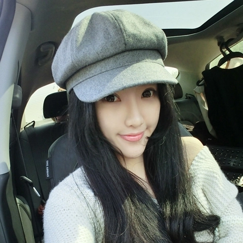 Cappello Newsboy Donna In Lana Berretto Ottagonale Stile Britannico Retrò Autunno Inverno Caldo Colore Solido Pittore