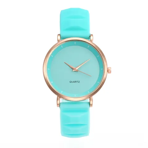 Minimalistische Quarz Armbanduhr Damen Ultradünn Bonbonfarben Silikonarmband Legierungsgehäuse Lässig Mode