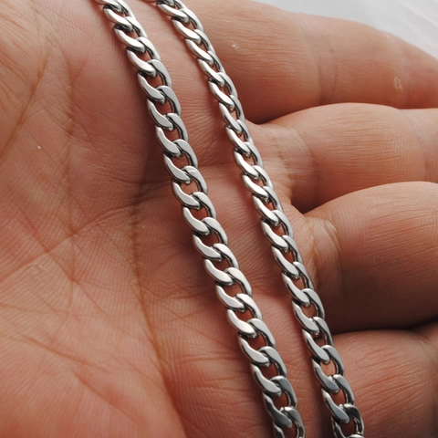 Stainless Steel Cuban Link Chain Necklace Classic Curb Chain DIY Jewelry Making Accessories Punk Hip Hop Lobster Clasp